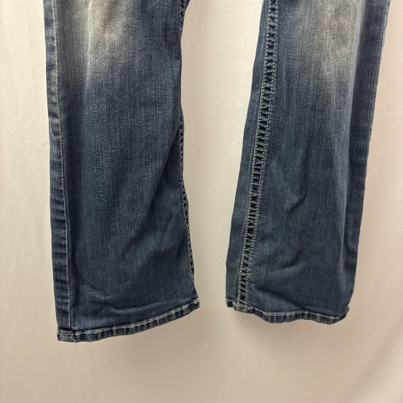 Ariat Real Denim Jeans Womens 32L Blue Mid Rise Bootcut Thick Stitch Western - Picture 10 of 15